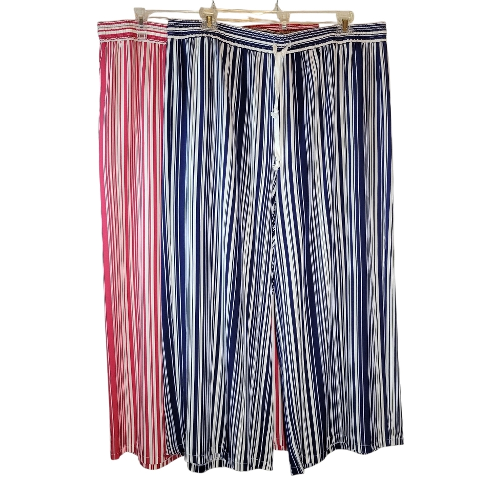 Lot of 2 pr striped palazzo pants blue and red Size 4X